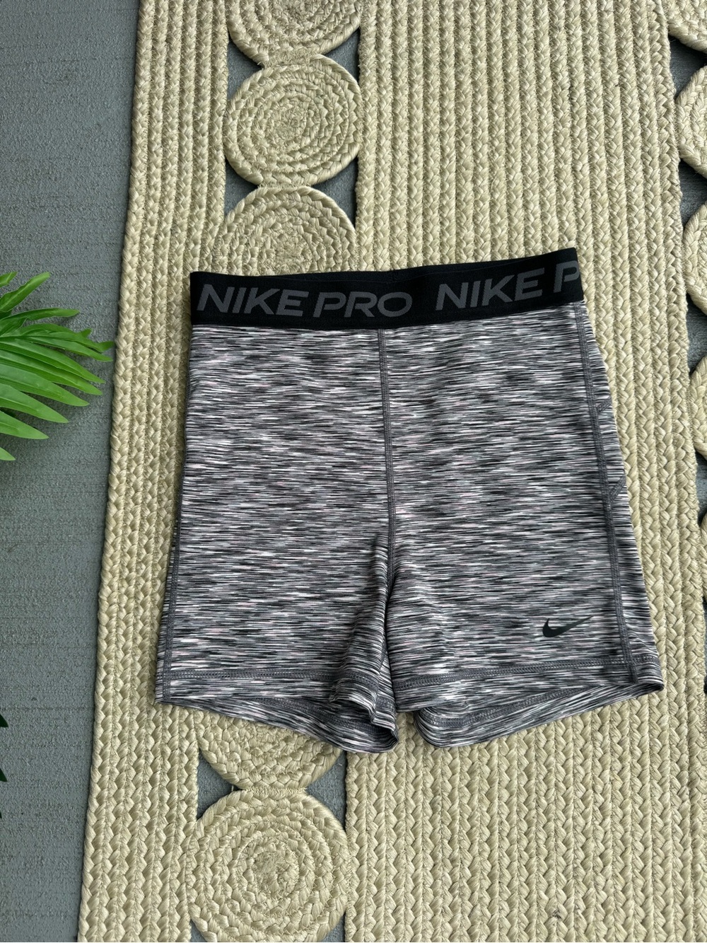 Nike Pro Space-Dye Grey Black Compression Workout Shorts Size S